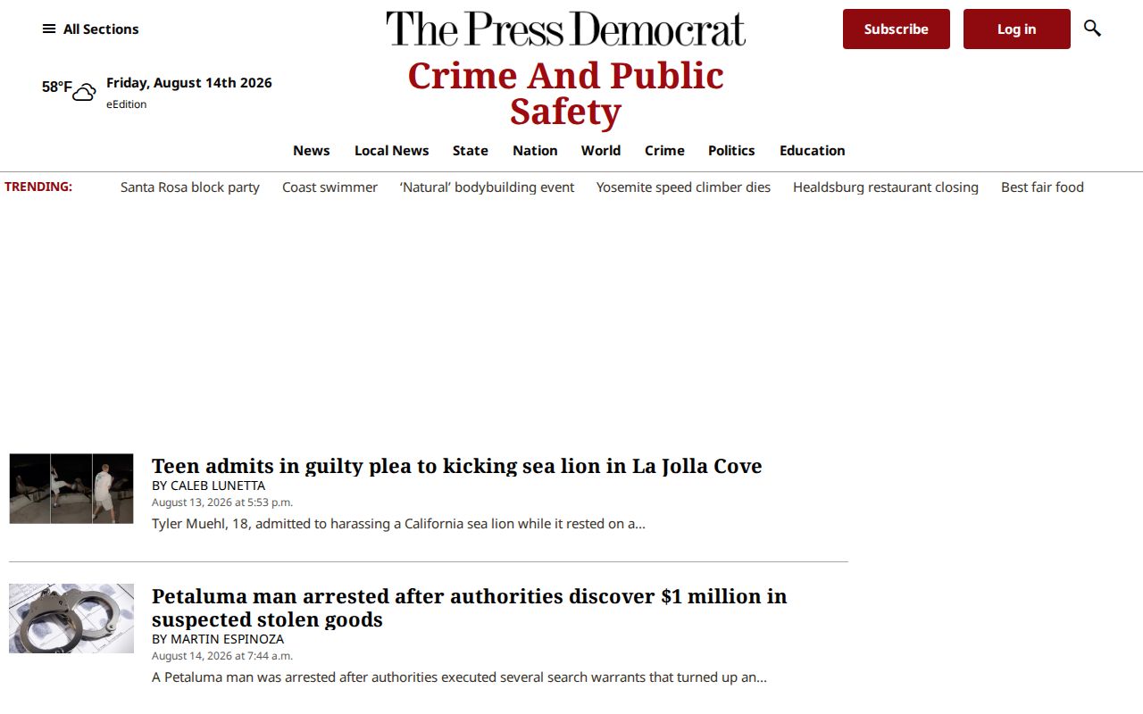 Sonoma County crime news and public-safety reporting page